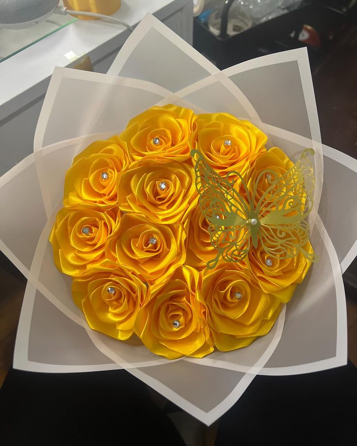 Luxury Sunshine Yellow Rose Bouquet ๐ผโจ | Elegant Artificial Flower Arrangement