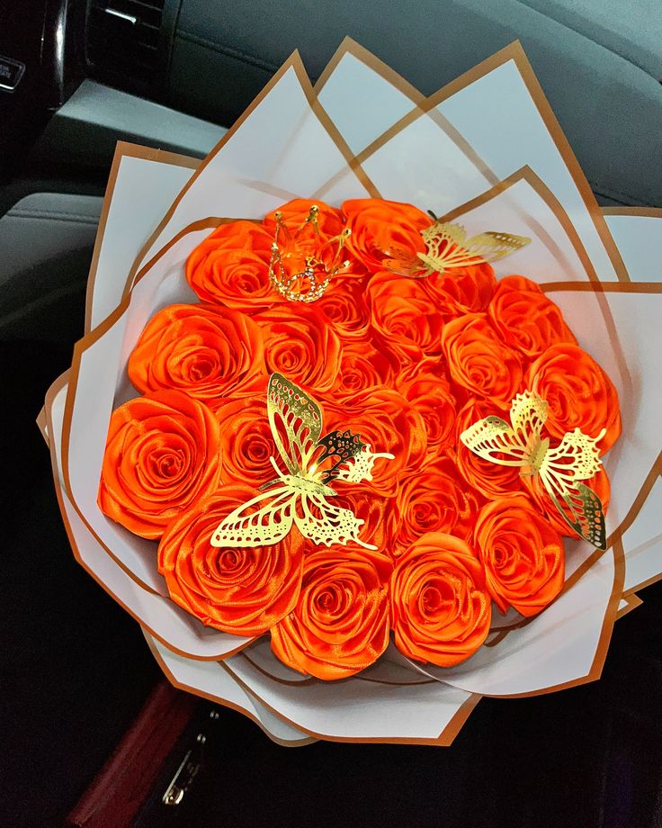 Orange Ribbon Bouquet โ Bright, Cheerful & Elegant ๐ผ