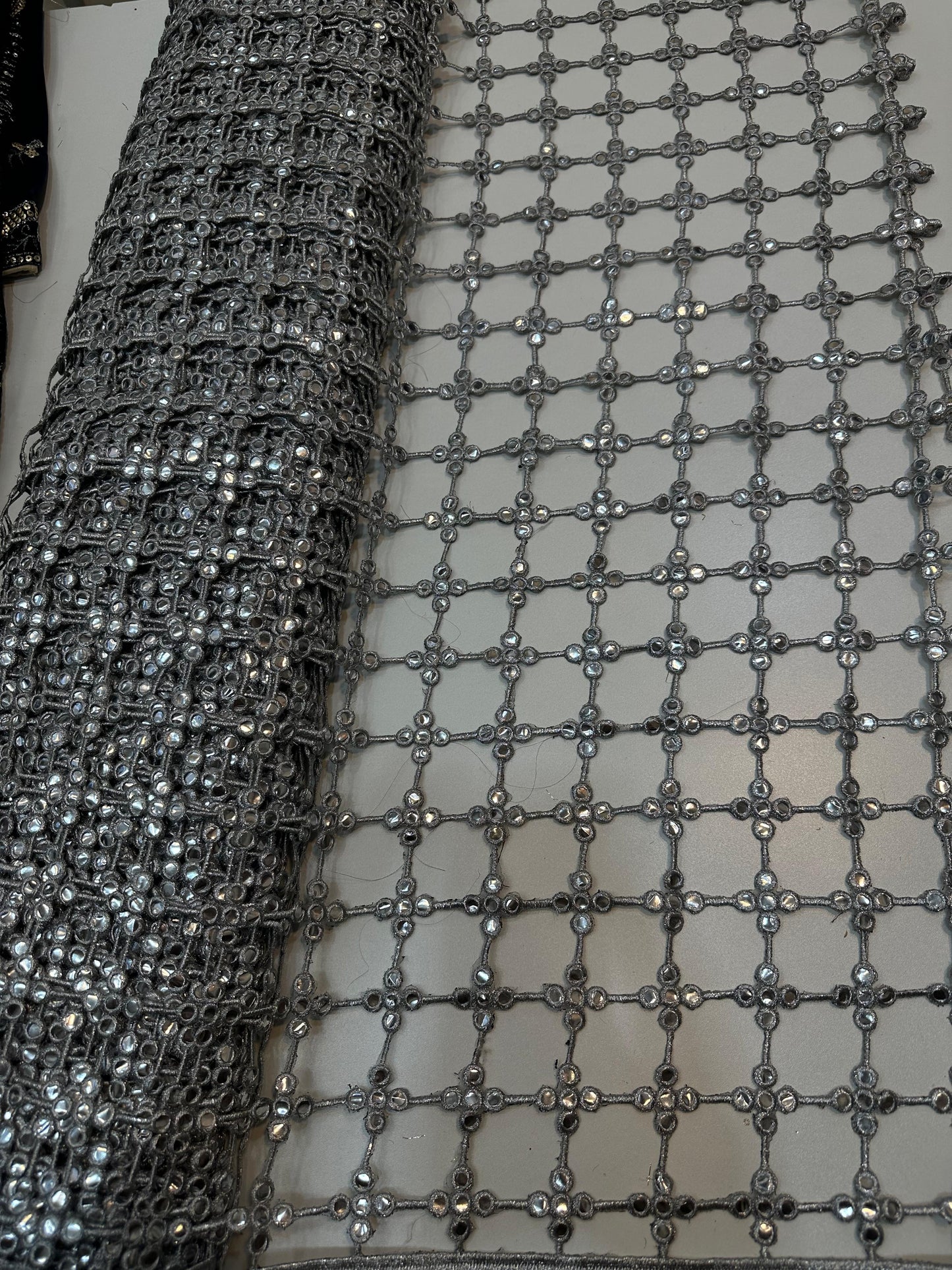 Golden Mirror Work Net Dupatta
