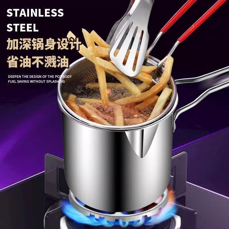 Deep Frying Pot with Strainer Basket β 1200ml Stainless Steel β¨π