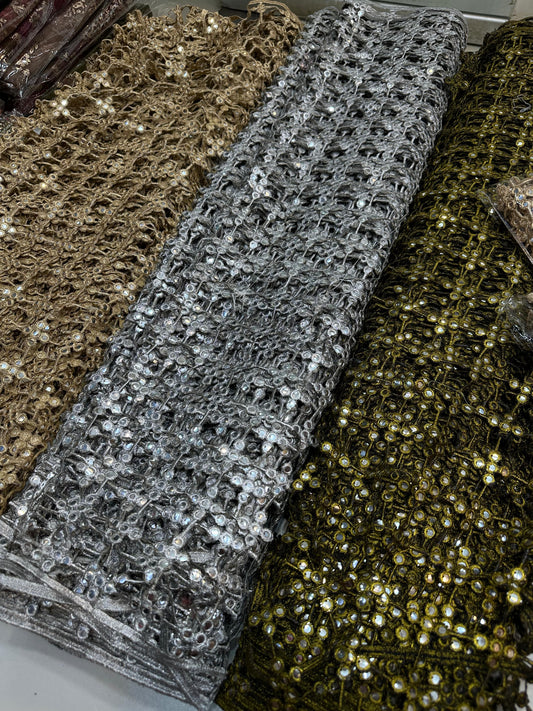 Golden Mirror Work Net Dupatta