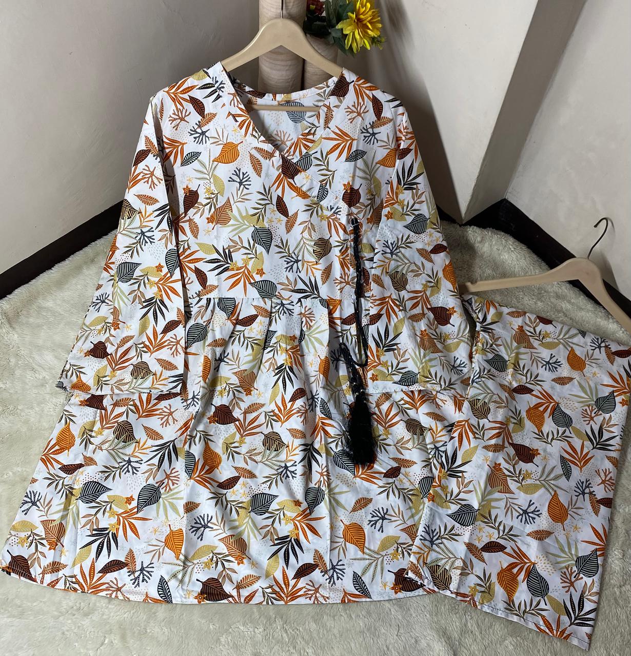 Printed anrakha frock 2pc