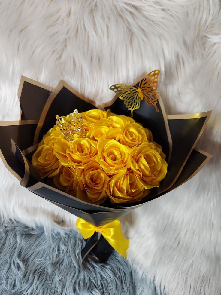 Yellow Ribbon Flower Bouquet 🌼