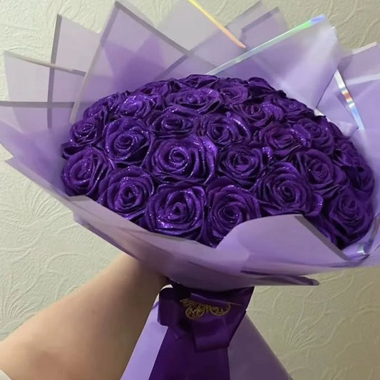 “Luxury Purple Rose Bouquet – Elegant Artificial Floral Arrangement