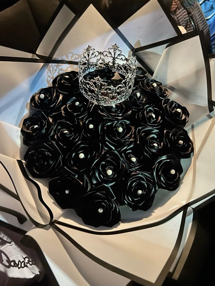 Royal Black Crown Rose Bouquet 👑 | Luxury Artificial Roses for Elite Gifting