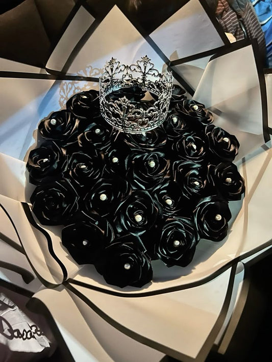Royal Black Crown Rose Bouquet 👑 | Luxury Artificial Roses for Elite Gifting