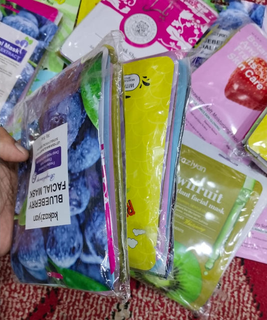 Fruit flavours sheet mask 10 pieces hydrating facial pack”