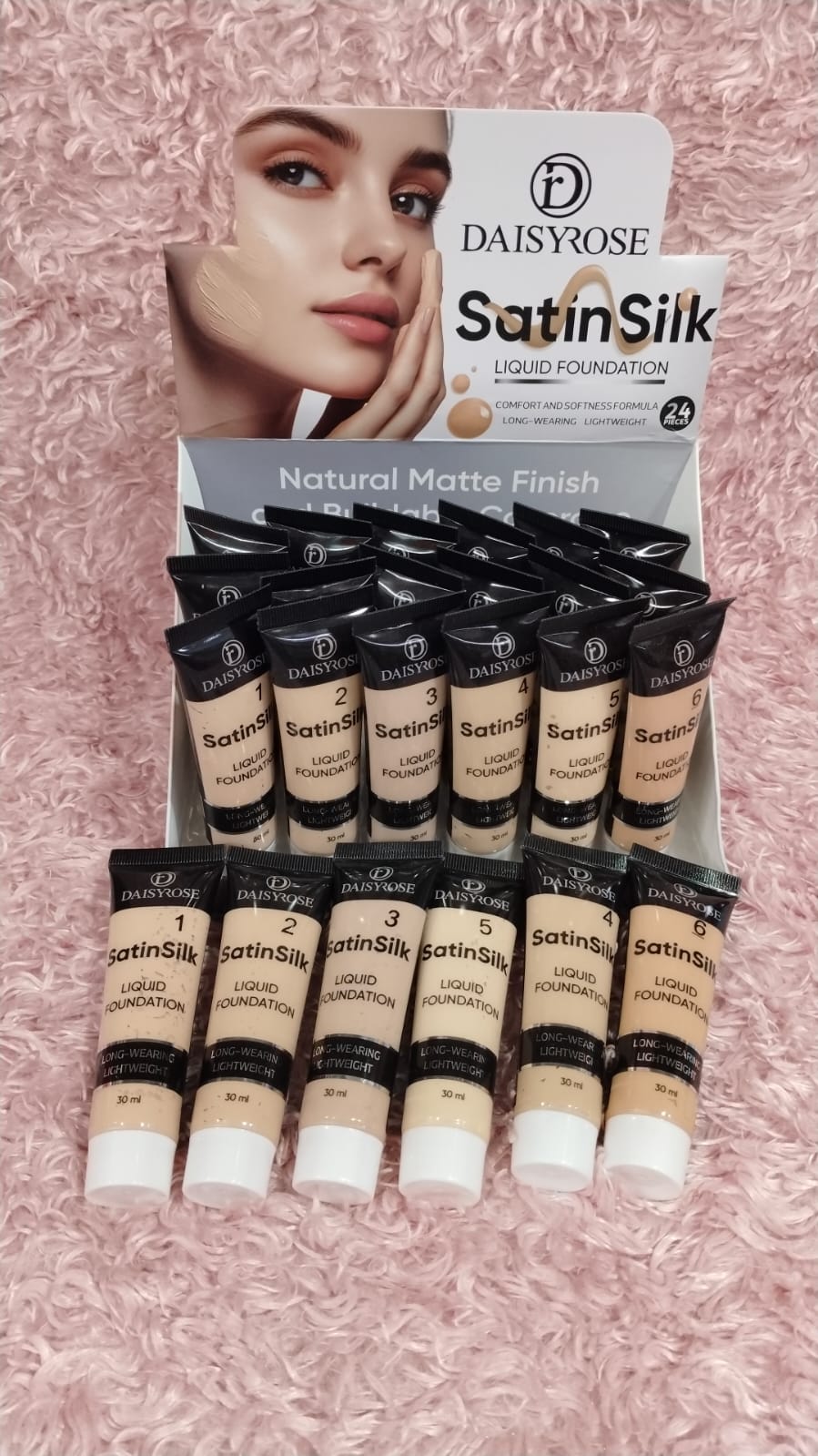 DAISYROSE SatinSilk liquid foundation bottle – full coverage makeup for women”