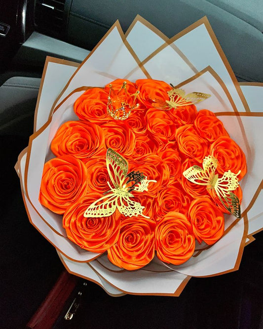 Sunshine Glow Orange Rose Bouquet 🔶 | Bright & Elegant Artificial Flowers