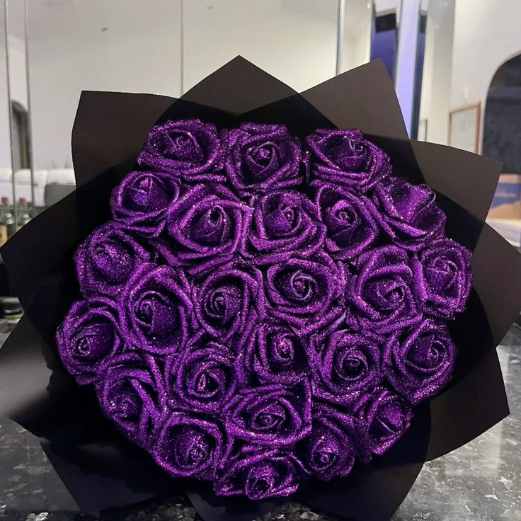 “Luxury Purple Rose Bouquet – Elegant Artificial Floral Arrangement