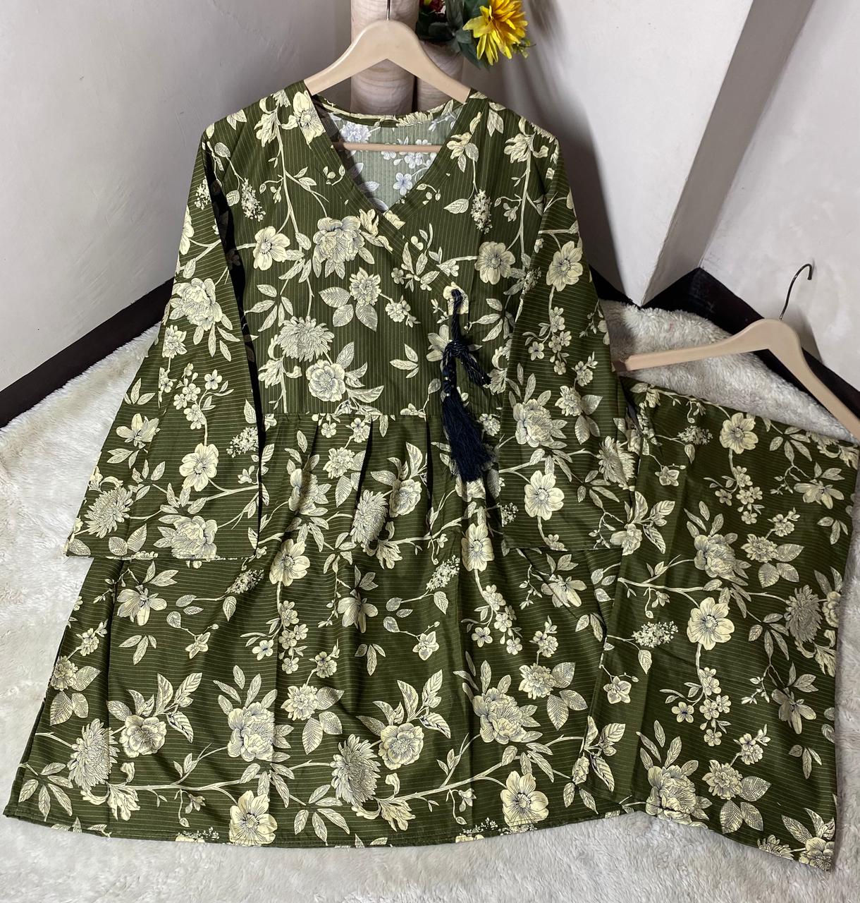 Printed anrakha frock 2pc