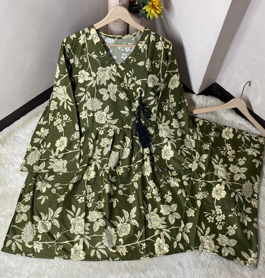 Printed anrakha frock 2pc