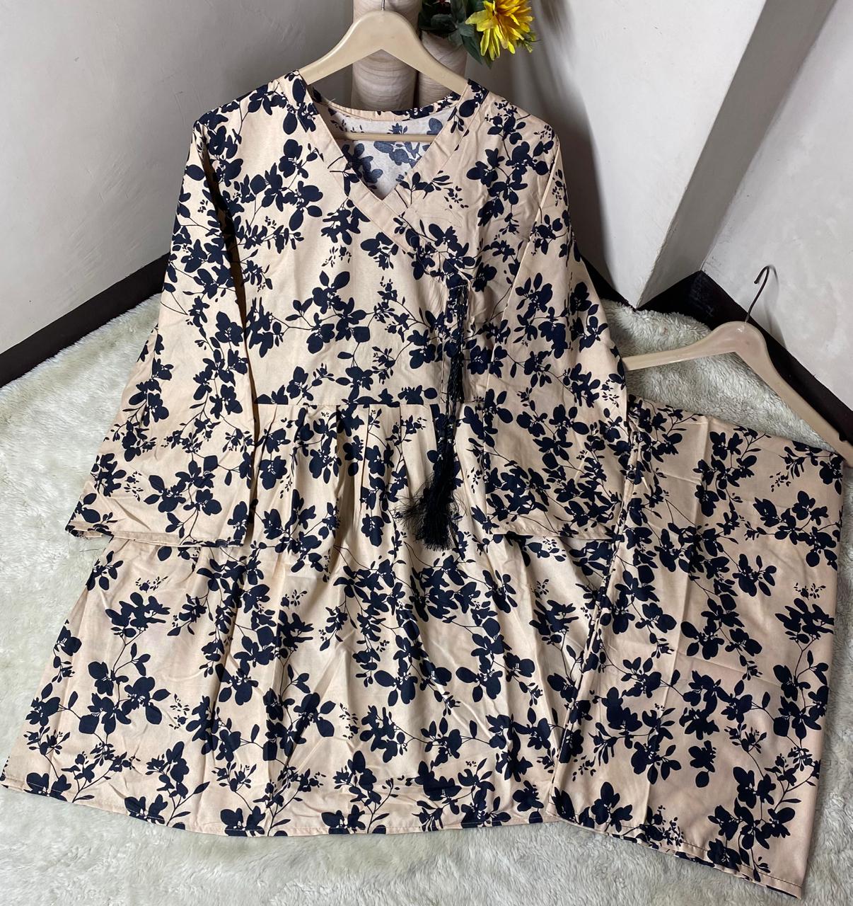 Printed anrakha frock 2pc