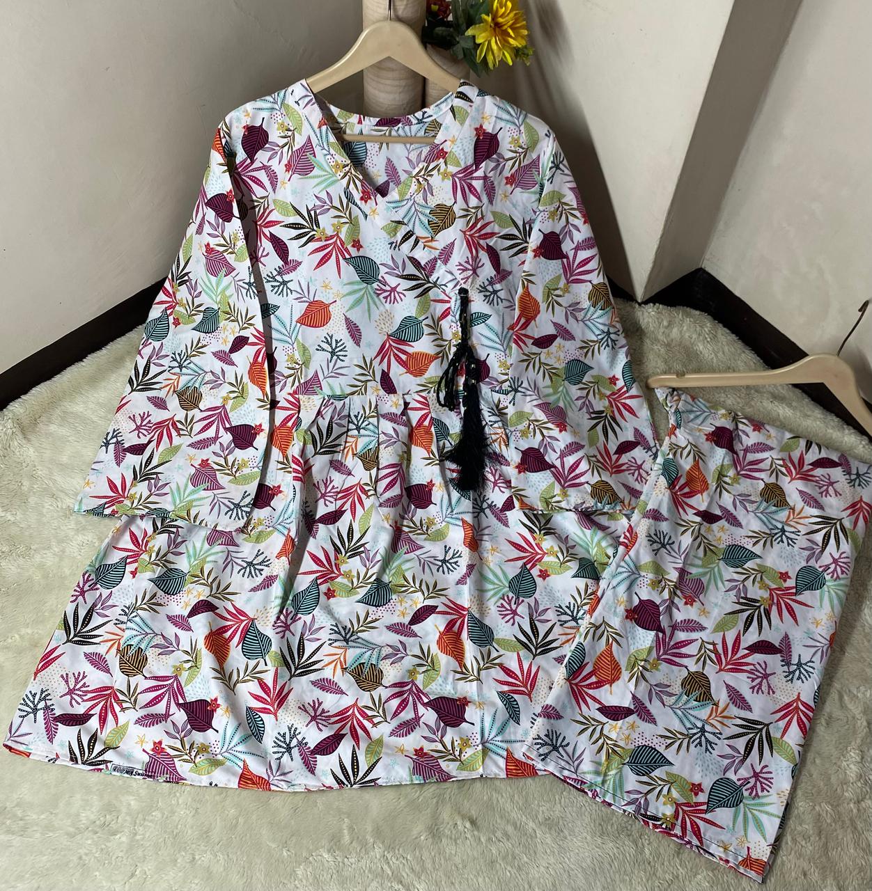 Printed anrakha frock 2pc