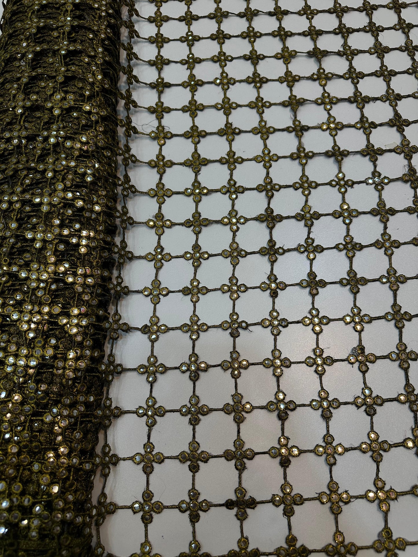 Golden Mirror Work Net Dupatta