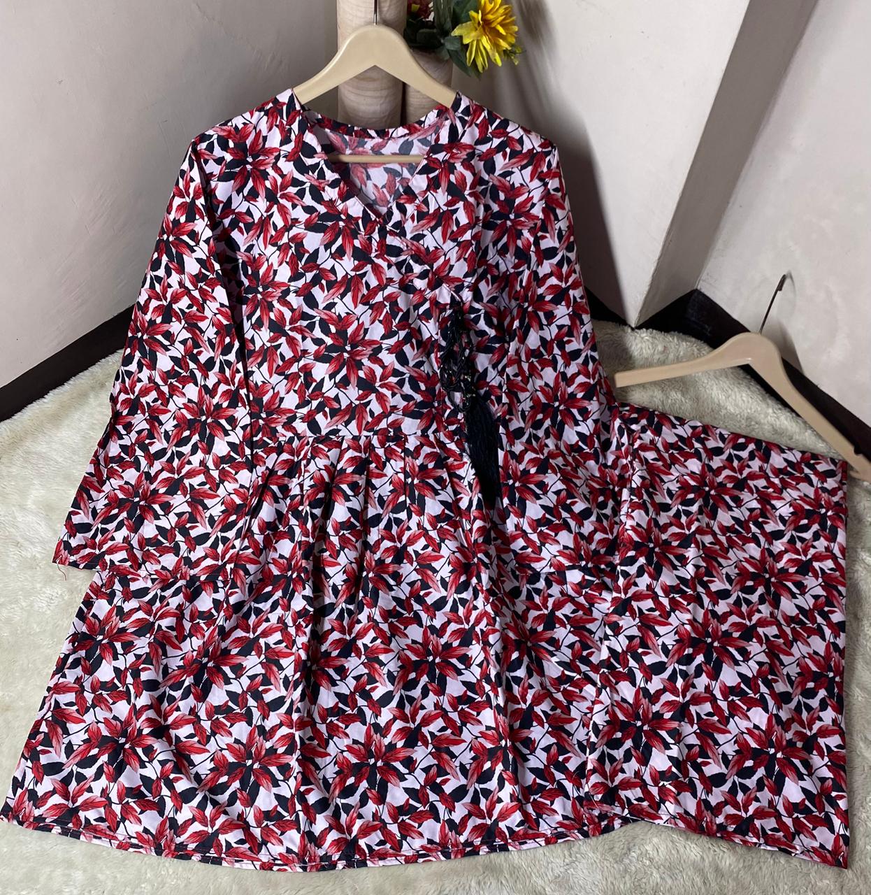 Printed anrakha frock 2pc