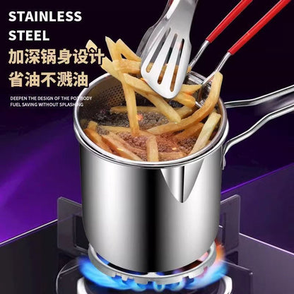 Deep Frying Pot with Strainer Basket – 1200ml Stainless Steel ✨🍗
