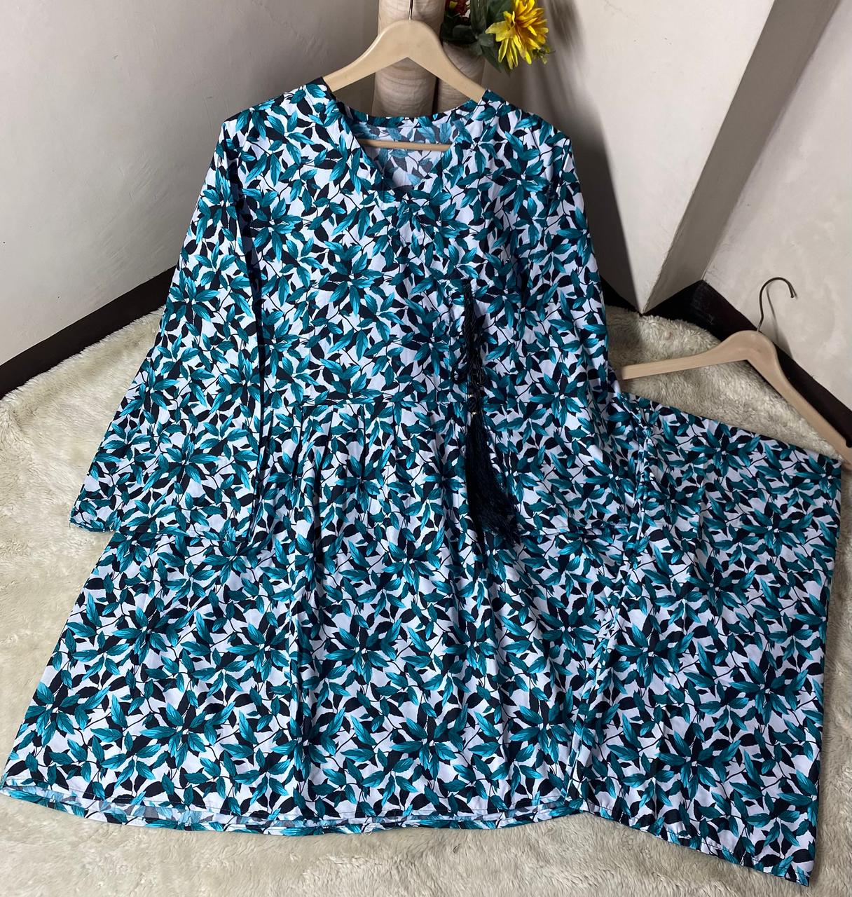 Printed anrakha frock 2pc