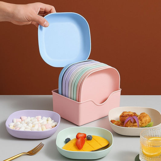 🍽️ Pack of 10 Fancy Plates with 1 Plate Stand