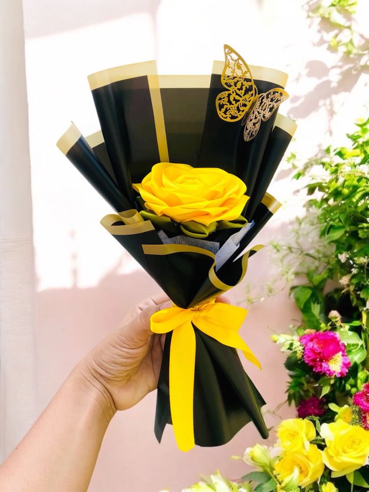 Yellow Ribbon Flower Bouquet 🌼
